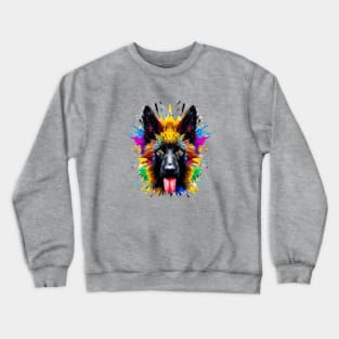 Cute Belgian Shepherd Dog Color Supernova Artwork Crewneck Sweatshirt